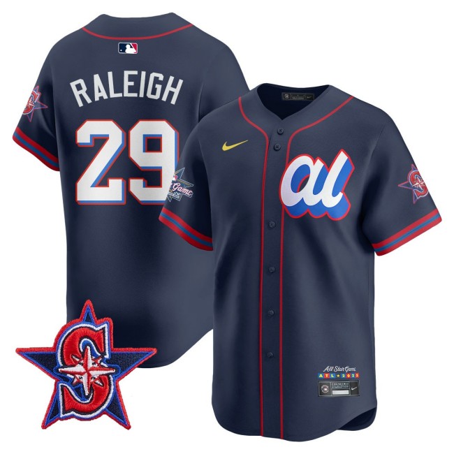 American League #29 Cal Raleigh Nike Navy 2025 MLB All-Star Run Derby Limited Jersey - All Stitched