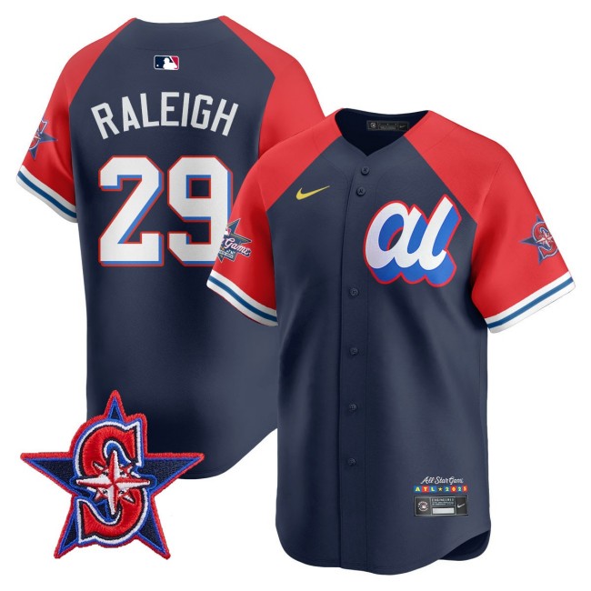 American League #29 Cal Raleigh Nike Navy Red 2025 MLB All-Star Run Derby Limited Jersey - All Stitched