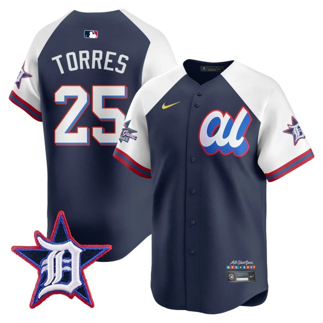 American League #25 Gleyber Torres Nike Navy White 2025 MLB All-Star Run Derby Limited Jersey - All Stitched