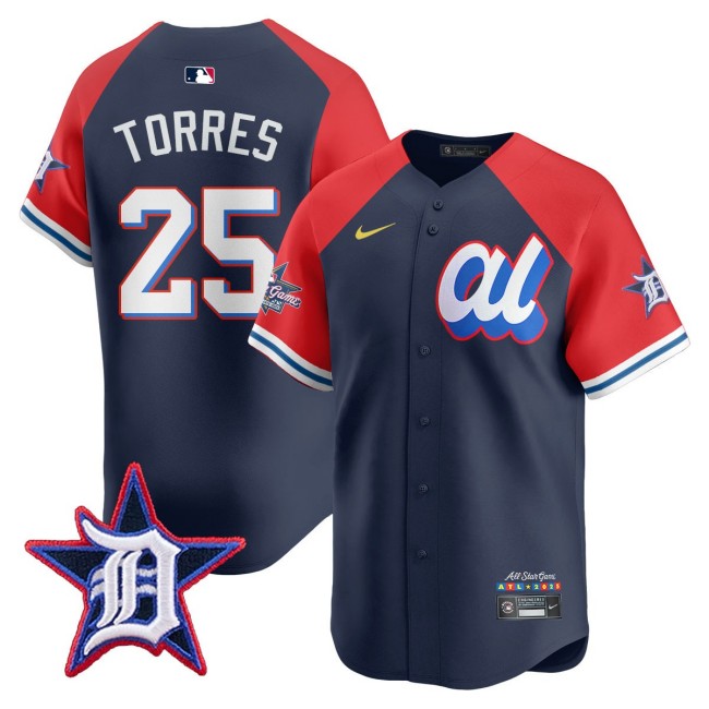 American League #25 Gleyber Torres Nike Navy Red 2025 MLB All-Star Run Derby Limited Jersey - All Stitched
