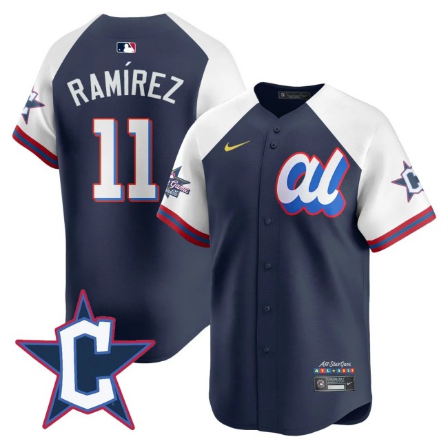 American League #11 Jose Ramirez Nike Navy White 2025 MLB All-Star Run Derby Limited Jersey - All Stitched