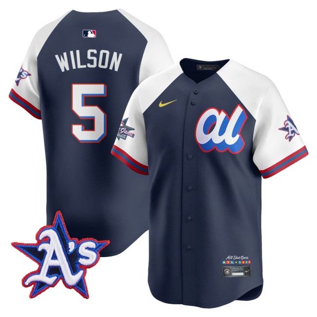 American League #5 Jacob Wilson Nike Navy White 2025 MLB All-Star Run Derby Limited Jersey - All Stitched