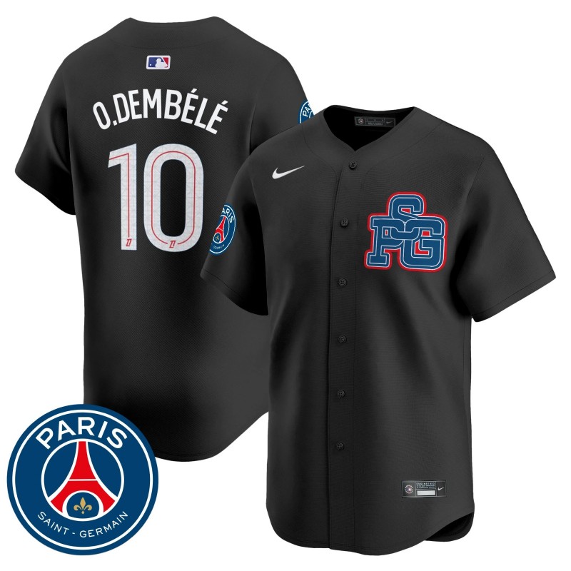 Paris Saint-Germain #10 Ousmane Dembele Nike Black 2025 Vapor Stitched Baseball Jersey