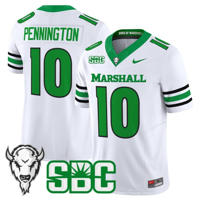 Men's Marshall Thundering Herd #10 Chad Pennington Nike 2025 FUSE Vapor Limited Football Jersey White - All Stitched