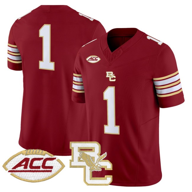 Men's Boston College Eagles 1 Team Maroon 2025 FUSE Vapor Limited Football Jersey - All Stitched