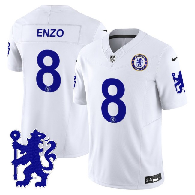Chelsea #8 Enzo Fernandez 2025 NFL Nike Vapor Limited Football Jersey White - All stitched