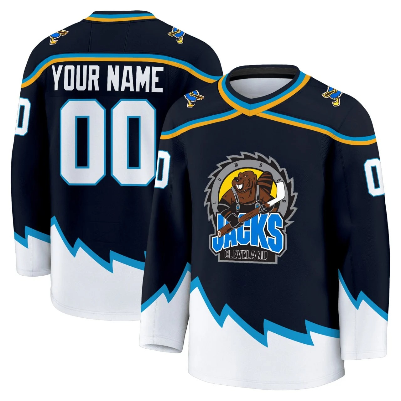 IHL Cleveland Lumberjacks Custom Navy 1999 Retro Hockey Throwback Jersey - All Stitched