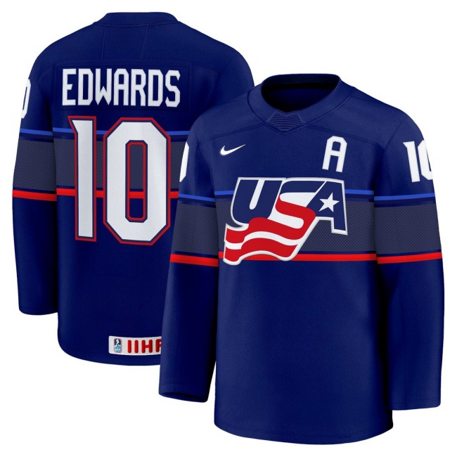 Men's 2025 Women's World Championship #10 Laila Edwards Blue Nike Stitched Hockey Jersey