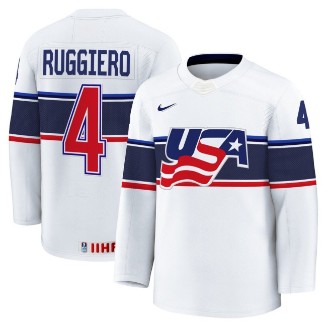 Men's 2025 Women's World Championship #4 Angela Ruggiero White Nike Stitched Hockey Jersey