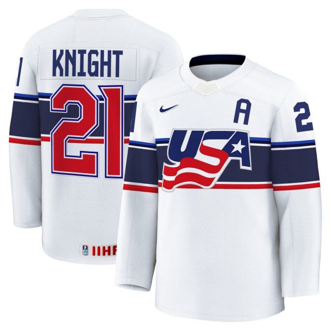 Men's 2025 Women's World Championship #21 Hilary Knight White Nike Stitched Hockey Jersey