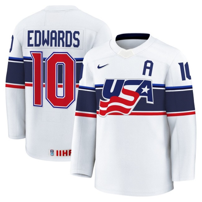 Men's 2025 Women's World Championship #10 Laila Edwards White Nike Stitched Hockey Jersey