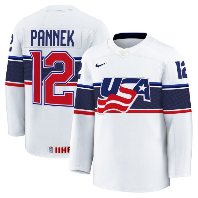 Men's 2025 Women's World Championship #12 Kelly Pannek White Nike Stitched Hockey Jersey