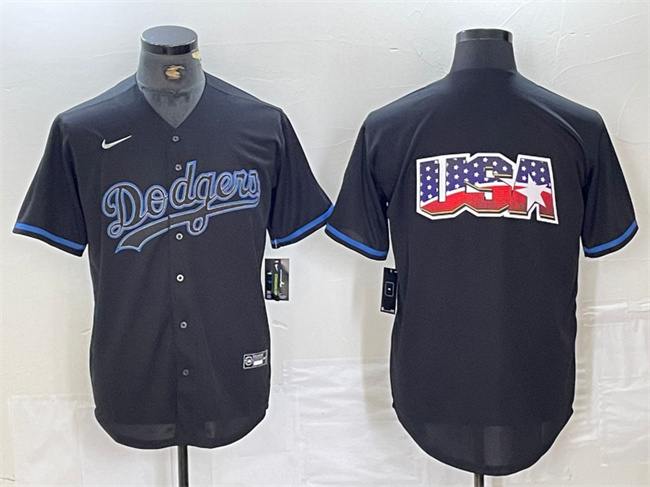 Men's Los Angeles Dodgers Team Big Logo Black Fashion Stitched Baseball Jersey