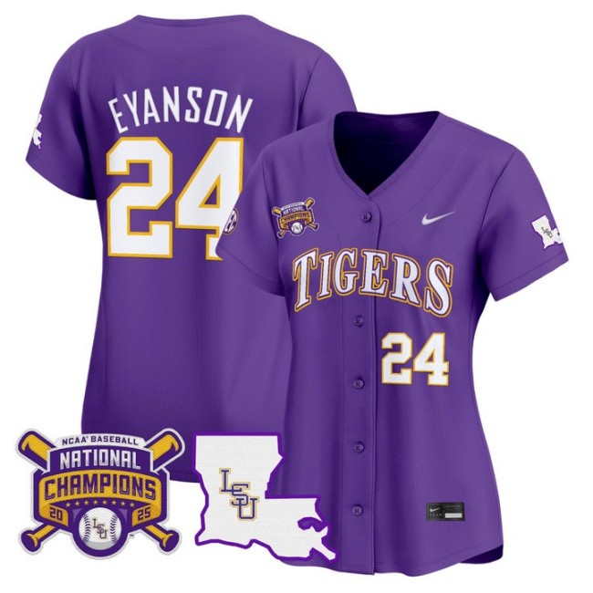 Women's LSU Tigers #24 Anthony Eyanson 2025 College World Series Champions Nike Limited Baseball Stitched Jersey