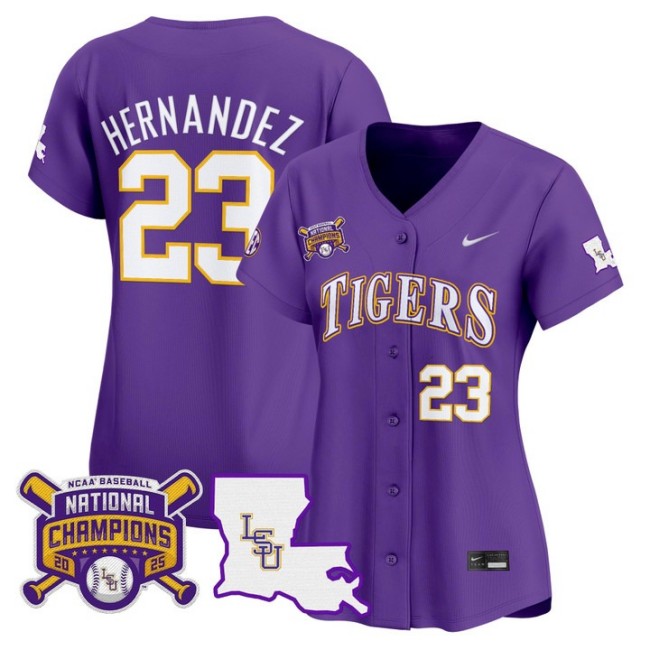 Women's LSU Tigers #23 Luis Hernandez 2025 College World Series Champions Nike Limited Baseball Stitched Jersey