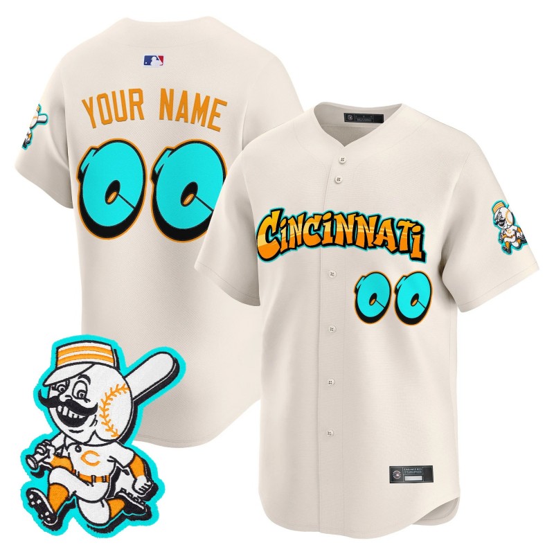 Cincinnati Reds 'Graffiti Queen City Edition' Custom Vapor Premier Limited Jersey Cream - All Stitched
