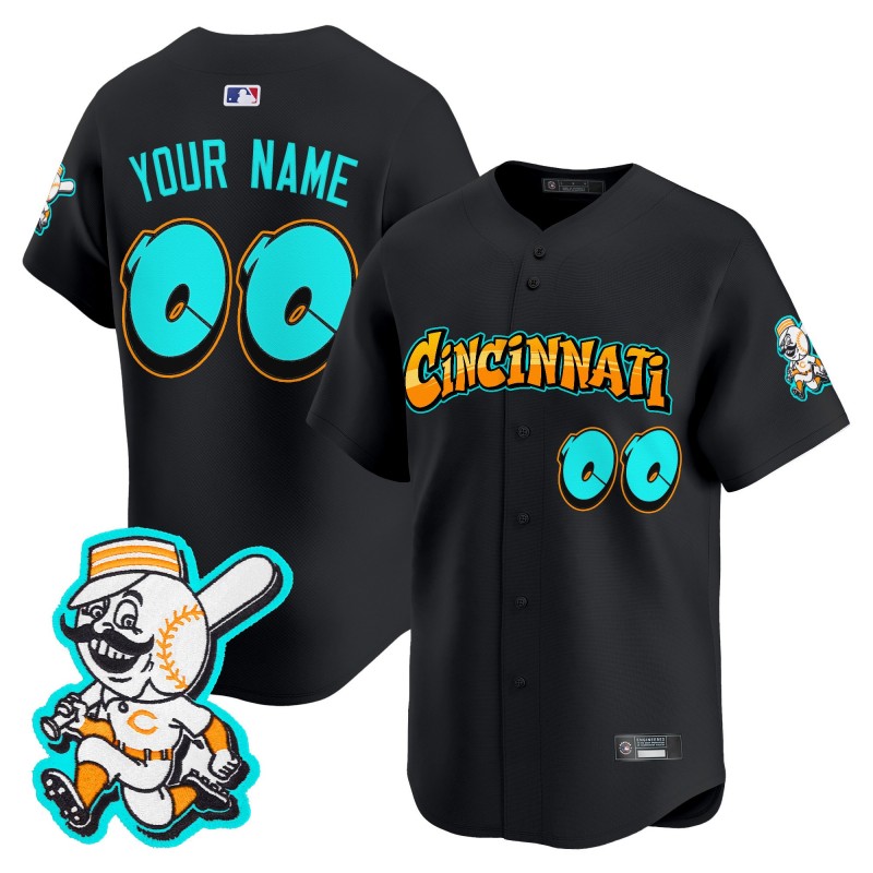 Cincinnati Reds 'Graffiti Queen City Edition' Custom Vapor Premier Limited Jersey Black - All Stitched