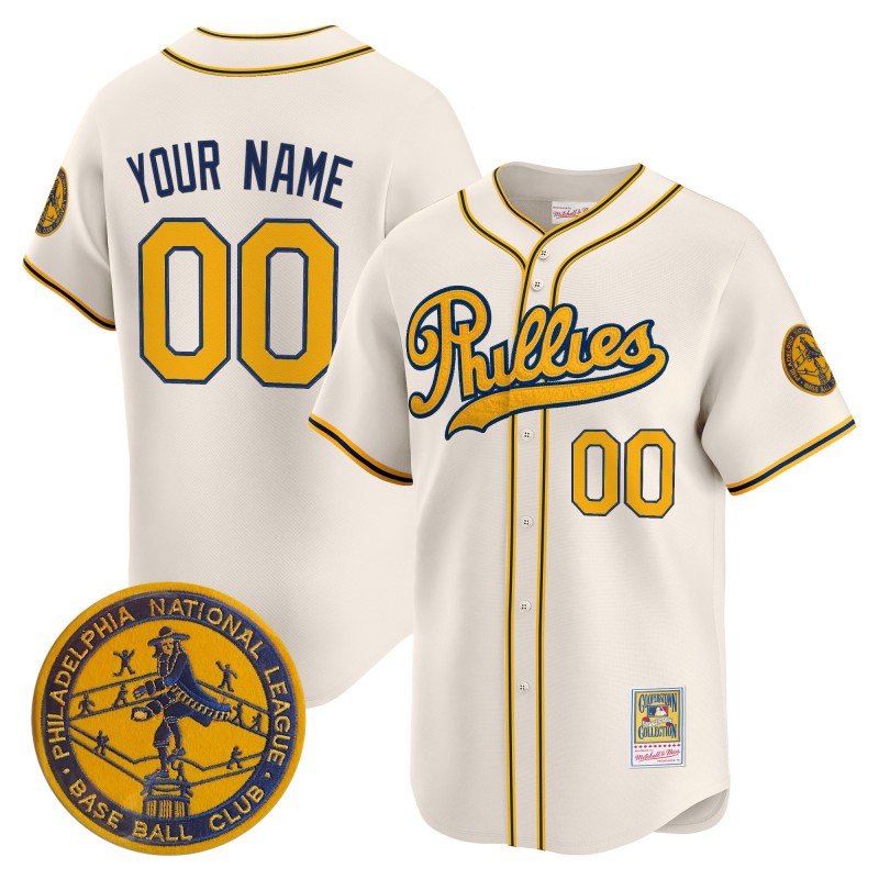 Philadelphia Phillies 1938 Heritage Custom Vapor Premier Limited Stitched Jersey Cream - New Sweden 300th Anniversary Patch
