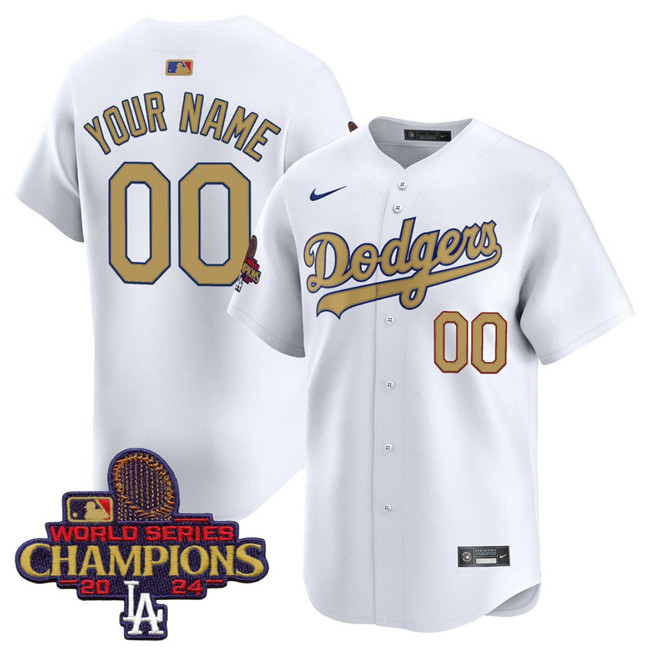 Youth Los Angeles Dodgers Custom White 2025 Gold Collection Limited Stitched Baseball Jersey