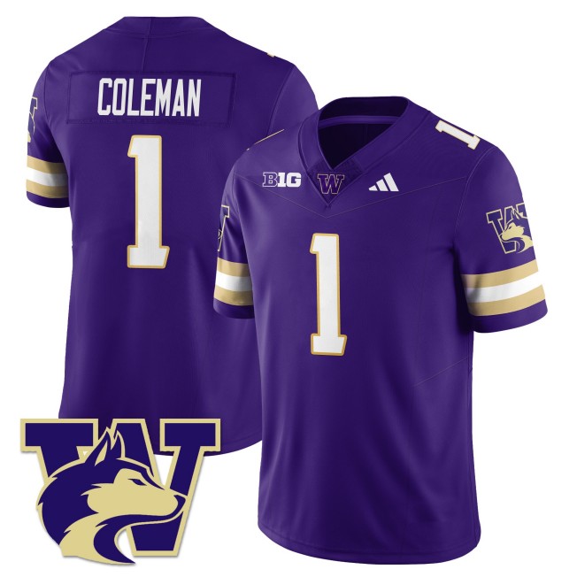 Men's Washington Huskies #1 Jonah Coleman Purple 2025 Vapor Limited Stitched Football Jersey