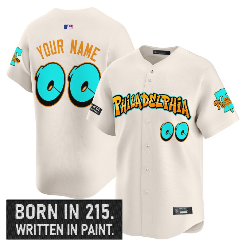 Philadelphia Phillies 'Graffiti Broad Street Edition' Custom Cream Limited Stitched Baseball Jersey