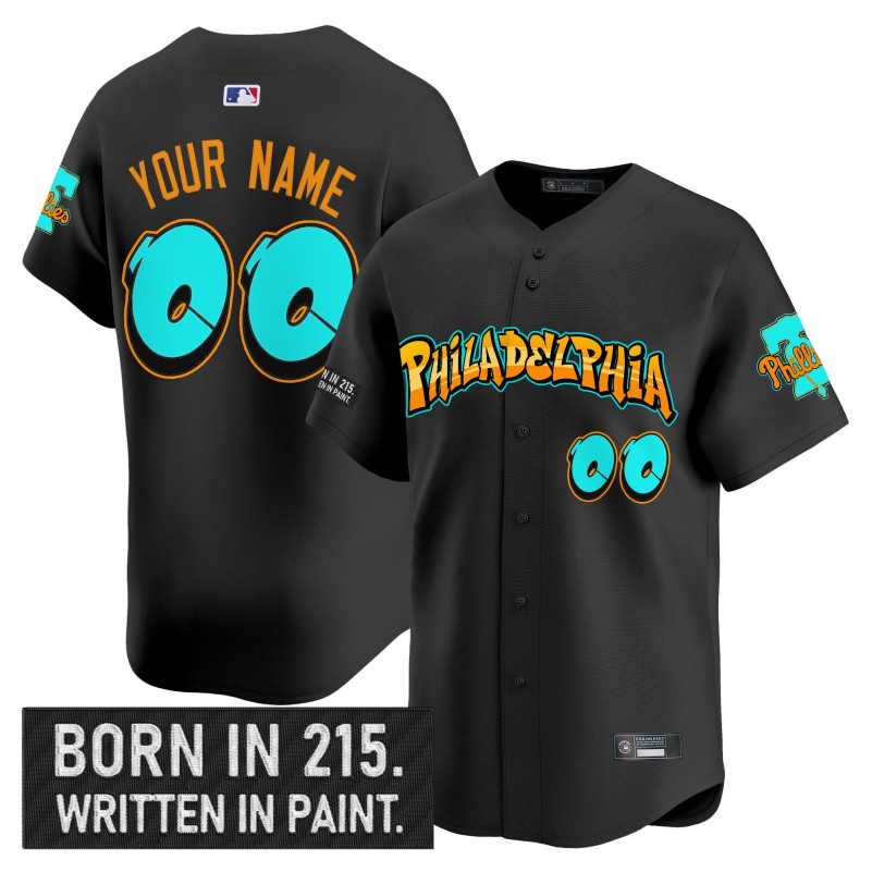 Philadelphia Phillies 'Graffiti Broad Street Edition' Custom Black Limited Stitched Baseball Jersey