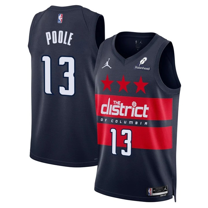 Jordan Poole #13 Washington Wizards Basketball Navy Jersey - All Stitched