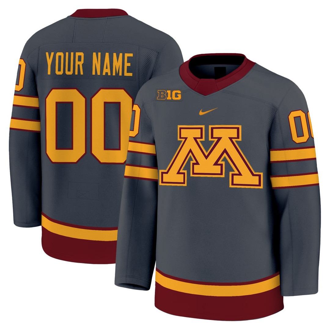 Minnesota Golden Gophers Gray Custom Jersey - All Stitched