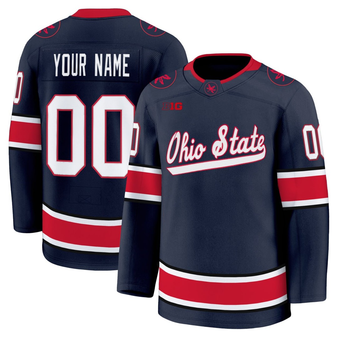 Ohio State Hockey Navy Custom Jersey - All Stitched