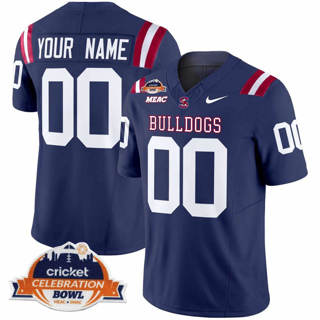 South Carolina State Bulldogs Football Navy Custom Jersey Cricket Celebration Bowl Patch - All Stitched