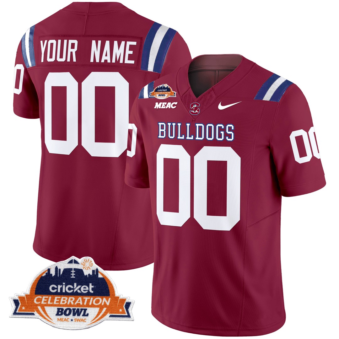 South Carolina State Bulldogs Football Garnet Custom Jersey Cricket Celebration Bowl Patch - All Stitched