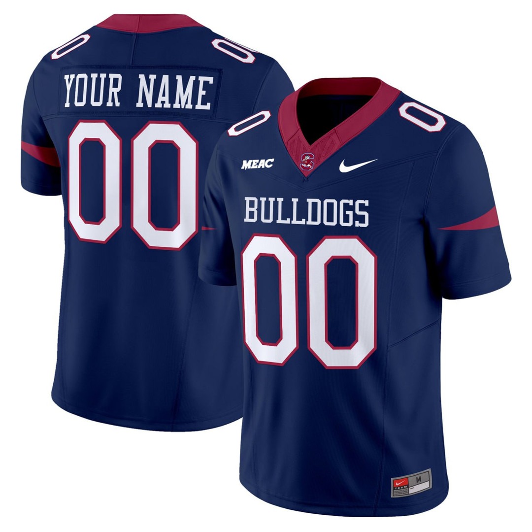 South Carolina State Bulldogs Football Navy Custom Jersey - All Stitched