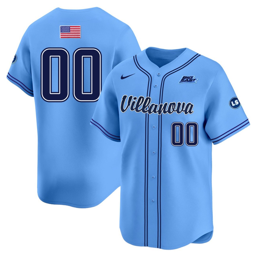 Villanova Wildcats Baseball Blue Big East Custom Jersey - All-stitched