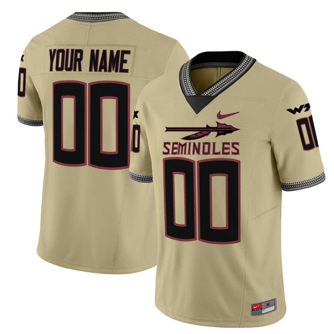 Seminoles Florida State Football Gold Limited Custom Jersey - All Stitched