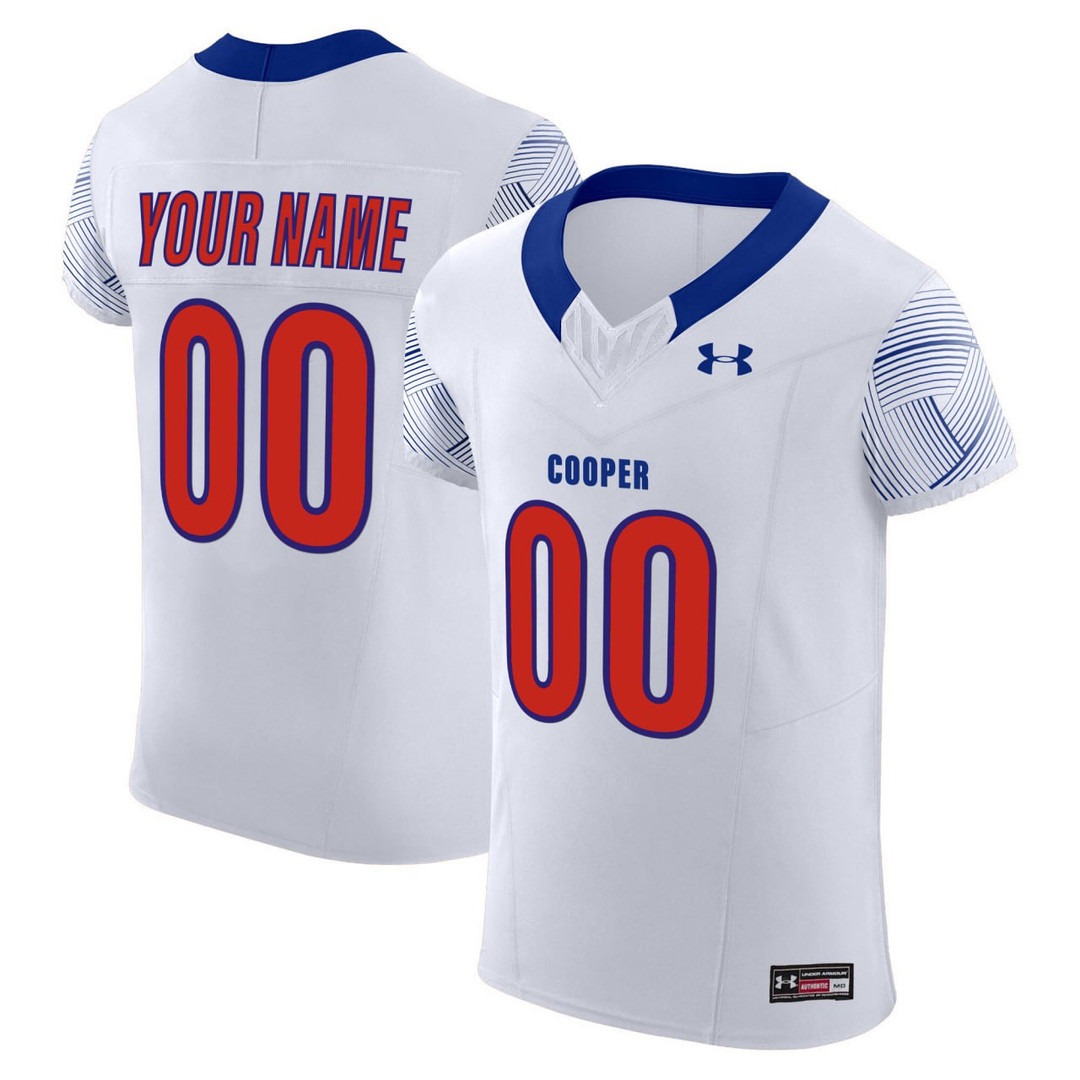 Cooper High School Football White Custom Jersey - All Stitched