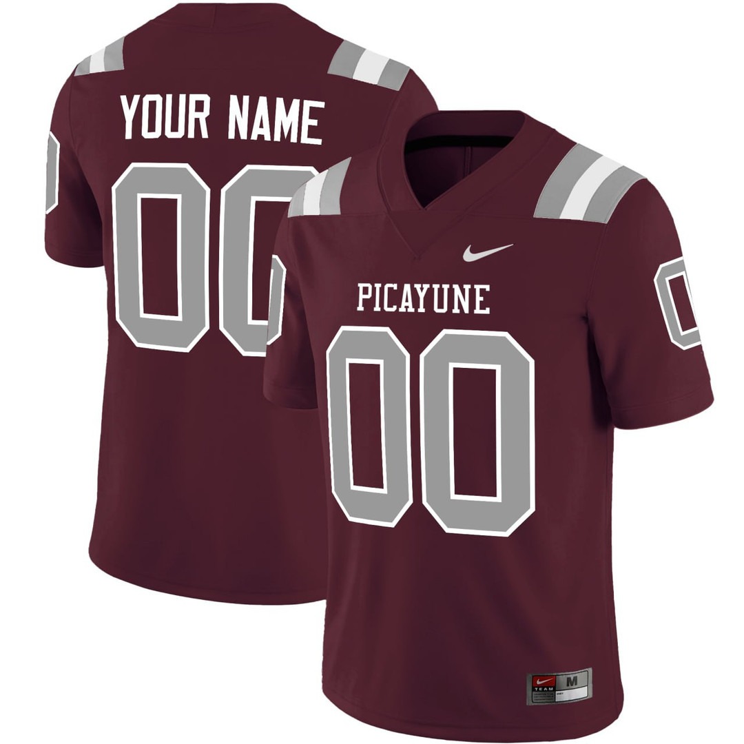 Picayune High School Football Maroon Tide Custom Jersey - All Stitched