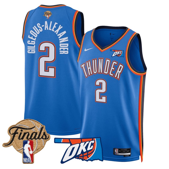 Youth Oklahoma City Thunder #2 Shai Gilgeous-Alexander NBA Final Patchs Blue Icon Stitched Basketball Jersey