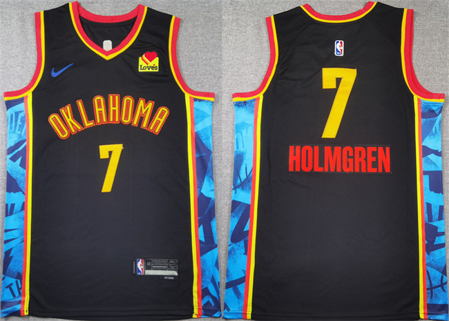 Youth Oklahoma City Thunder #7 Chet Holmgren Black 2024-25 City Edition Stitched Basketball Jersey