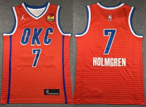 Youth Oklahoma City Thunder #7 Chet Holmgren Orange Statement Icon Sponsor Swingman Jersey