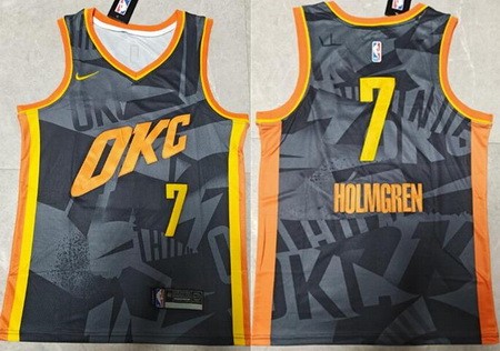 Youth Oklahoma City Thunder #7 Chet Holmgren Black 2023-24 City Edition Stitched Basketball Jersey