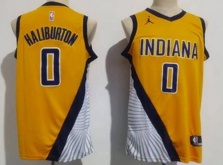 Youth Indiana Pacers #0 Tyrese Haliburton Yellow Statement Swingman Jersey