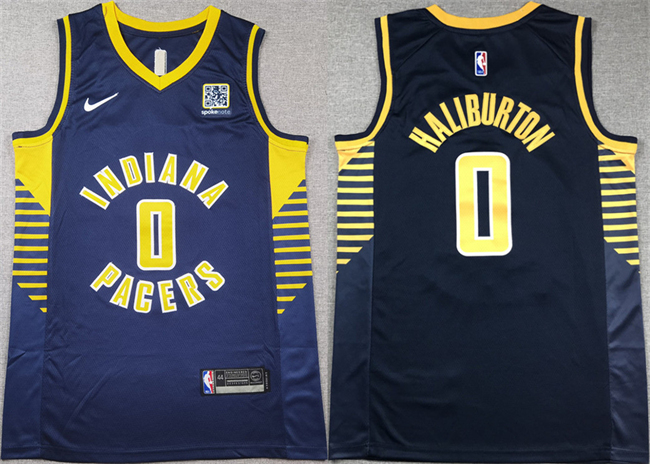 Youth Indiana Pacers #0 Tyrese Haliburton Navy Icon Edition Stitched Basketball Jersey