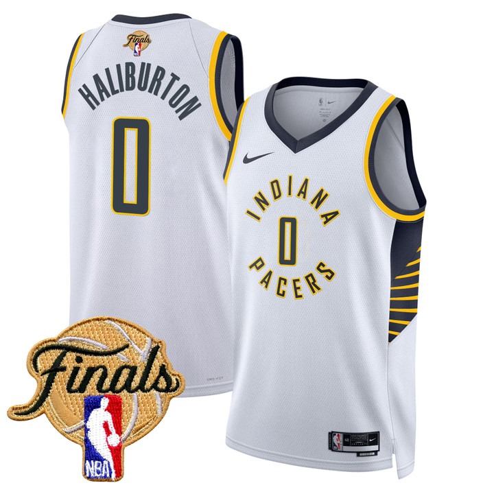 Youth Indiana Pacers #0 Tyrese Haliburton Nike White 2025 NBA Finals Swingman Jersey - Association Edition
