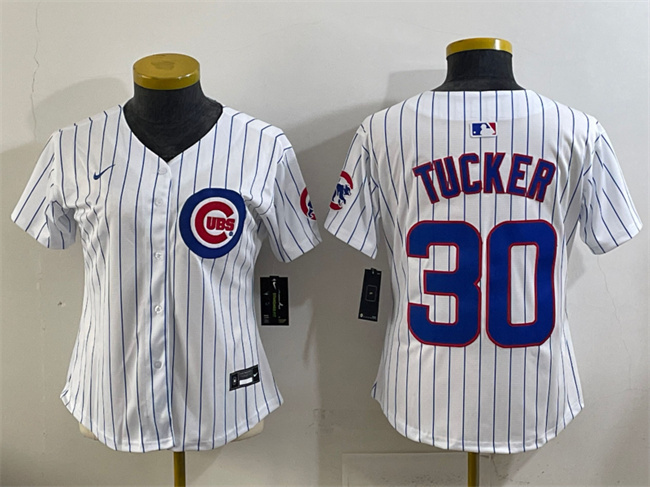 Women's Chicago Cubs #30 Kyle Tucker White Home Limited Stitched Baseball Jersey