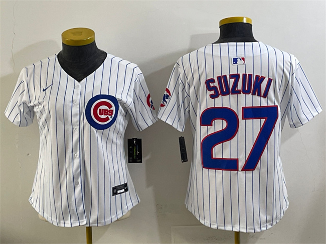 Women's Chicago Cubs #27 Seiya Suzuki White Home Limited Stitched Baseball Jersey