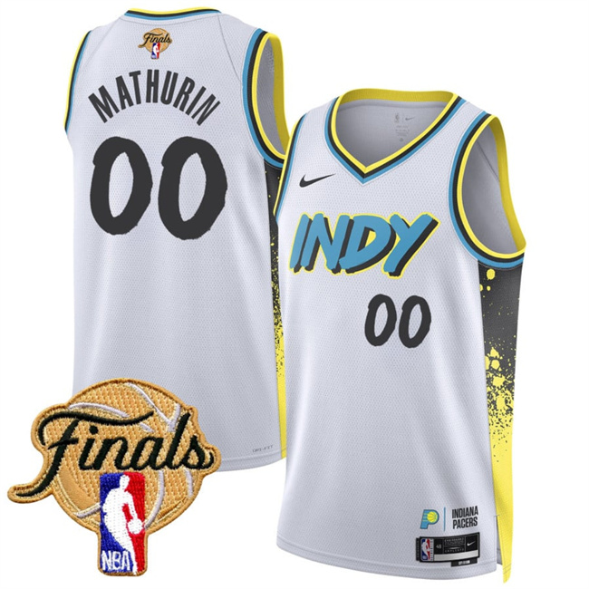 Men's Indiana Pacers #00 Bennedict Mathurin 2025 Finals White 2024-25 City Edition Stitched Basketball Jersey