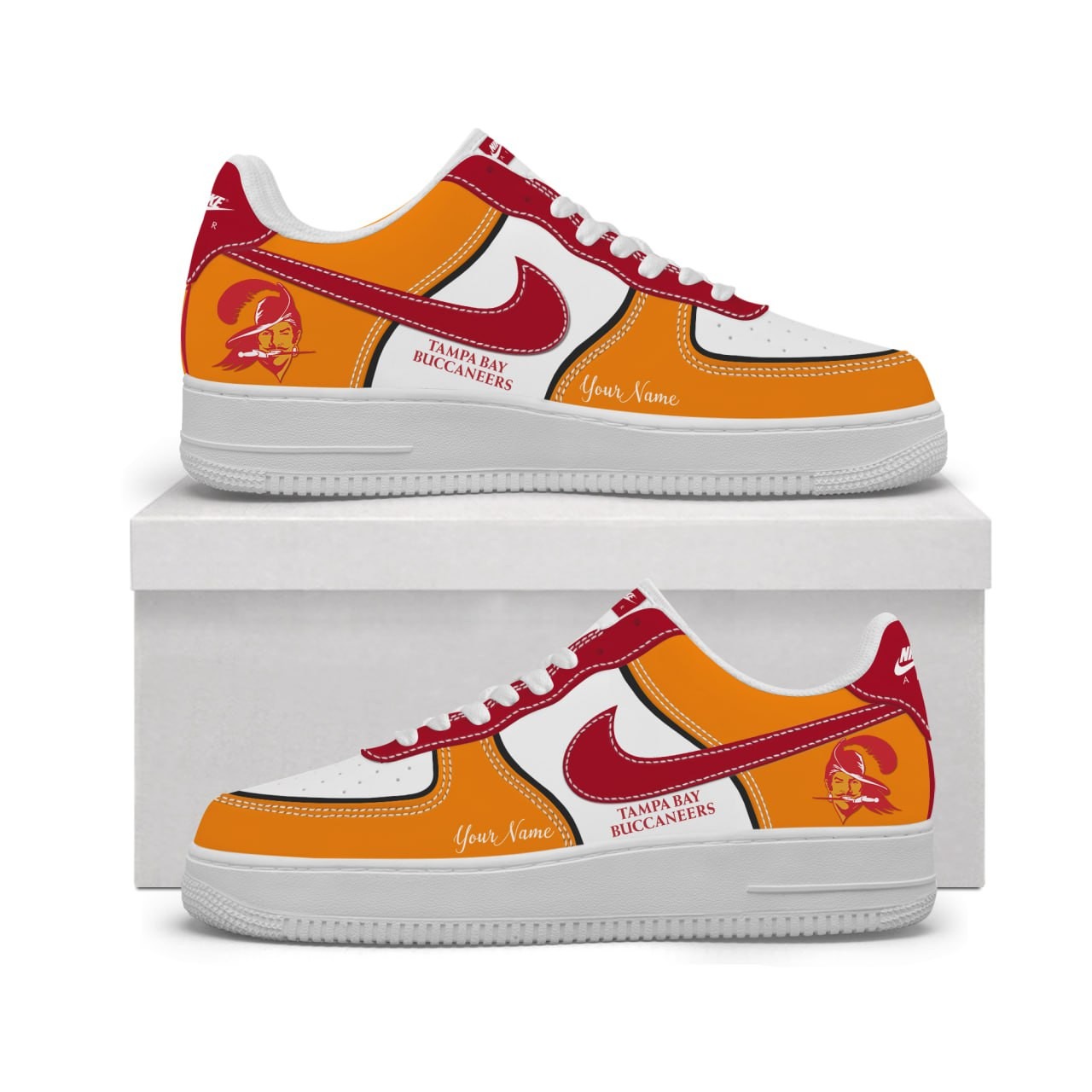 Tampa Bay Buccaneers Custom Your Nmae  Red Creamsicle - Genuine Leather Shoes