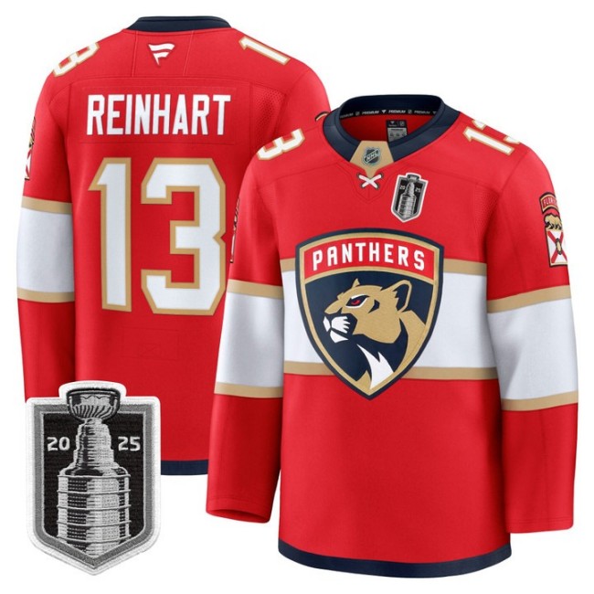 Youth Florida Panthers #13 Sam Reinhart White 2025 Stanley Cup Final Premium Stitched NHL Hockey Jersey