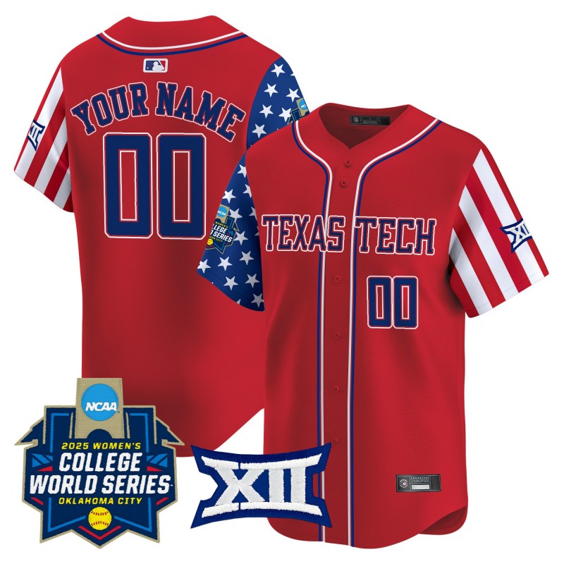 Texas Tech Red Raiders Softball Custom Red 2025 Independence Day (WCWS) Limited Stitched Baseball Jersey