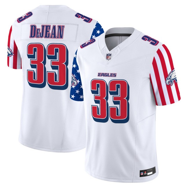 Men's Philadelphia Eagles #33 Cooper DeJean White 2025 Independence Day F.U.S.E. Vapor Limited Jersey - All Stitched